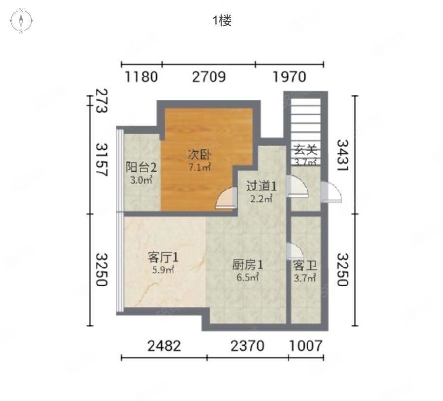 保利世贸公寓2室1厅2卫50.22㎡南122万