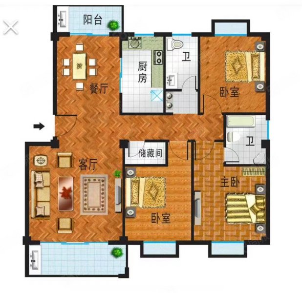 碧桂园紫宸3室2厅2卫118㎡南北65万