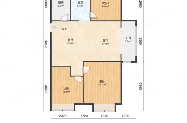 依山伴城三期和城3室2厅90.4㎡123.8万二手房图片