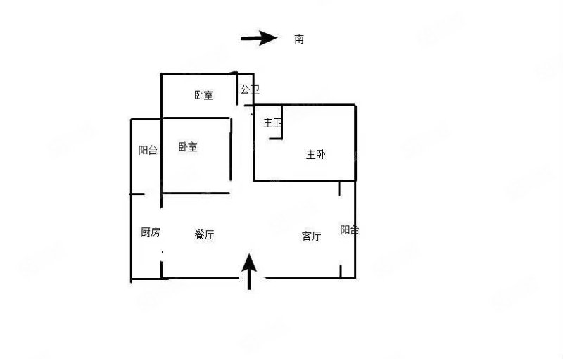 汇东盛景3室2厅2卫114㎡南北60万