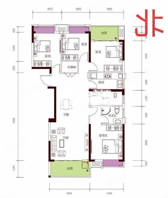 理想城4室2厅2卫141㎡南北93万