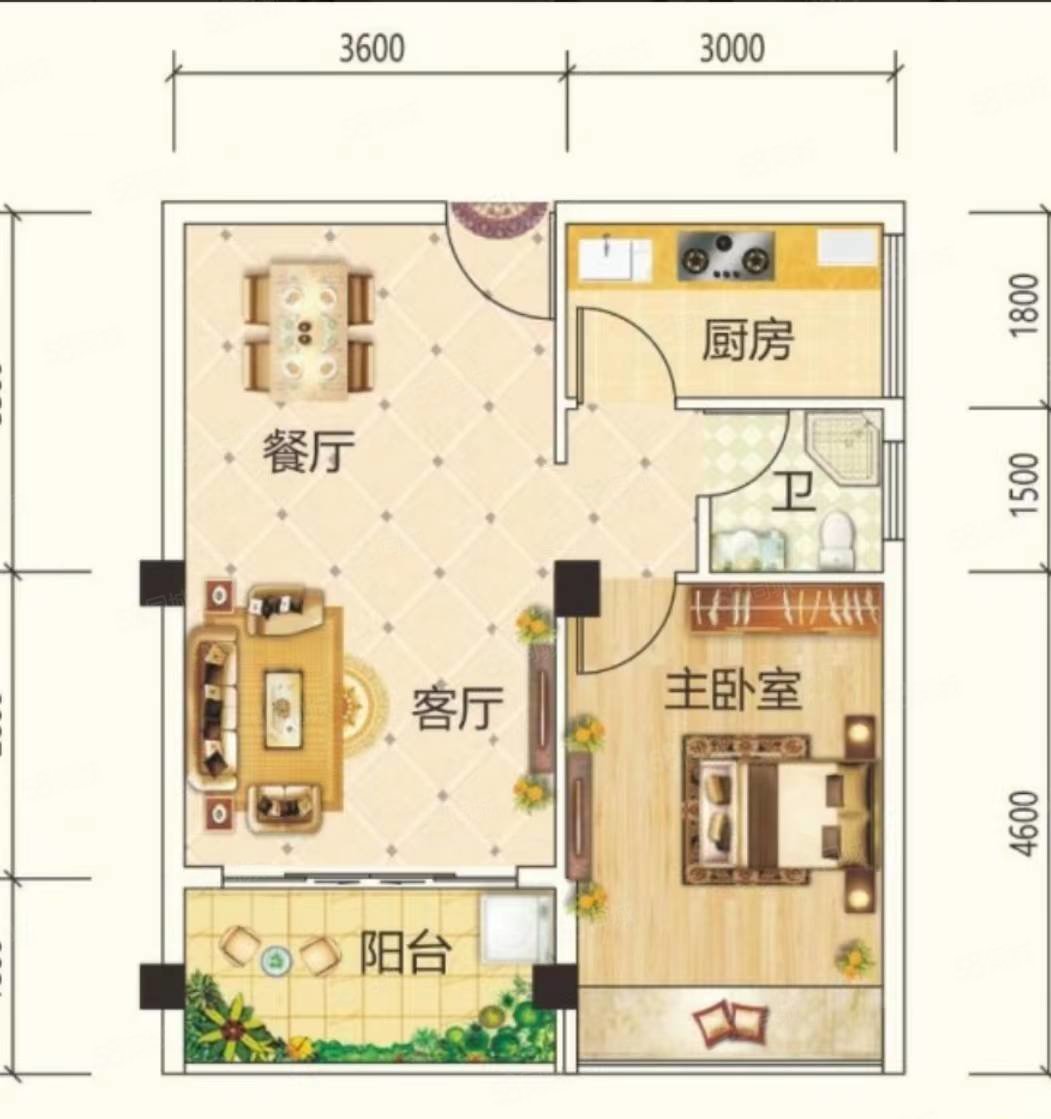 宁铁和平佳园1室1厅1卫60㎡南北35万