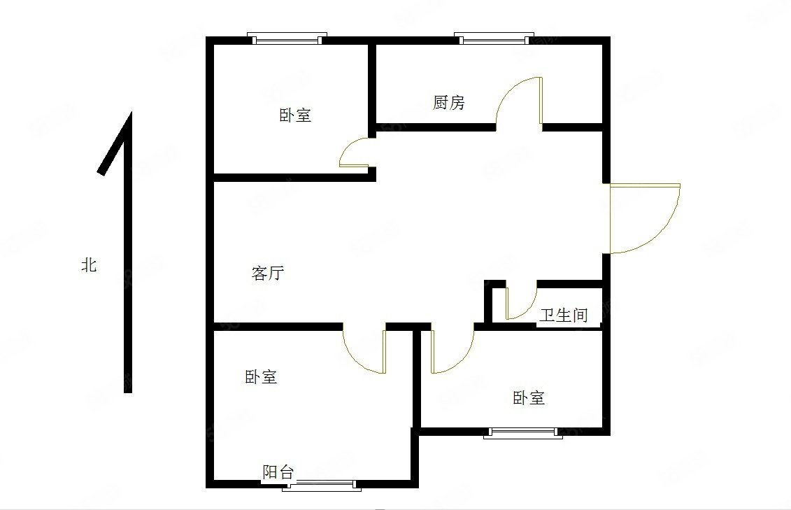 银泰紫荆城3室1厅1卫87.29㎡南北46.8万