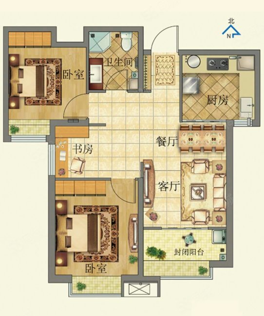 华西大厦3室2厅1卫95㎡南北45.8万