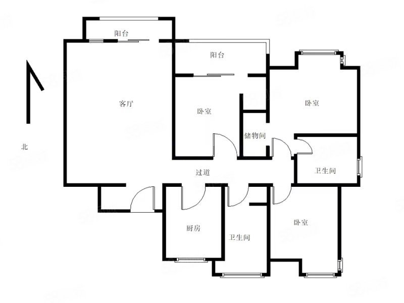 梦湖香郡3室2厅2卫97.49㎡南180万