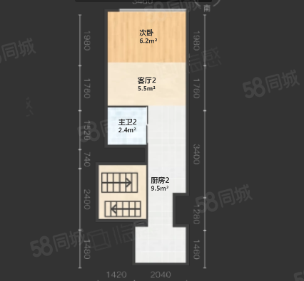 捷登都会2室2厅2卫30㎡南149.5万