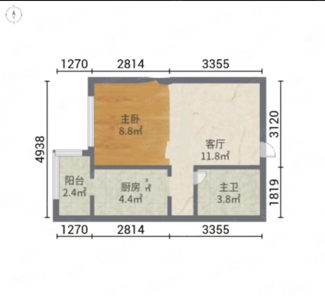 新兴花园(和平)1室1厅1卫46㎡西67万