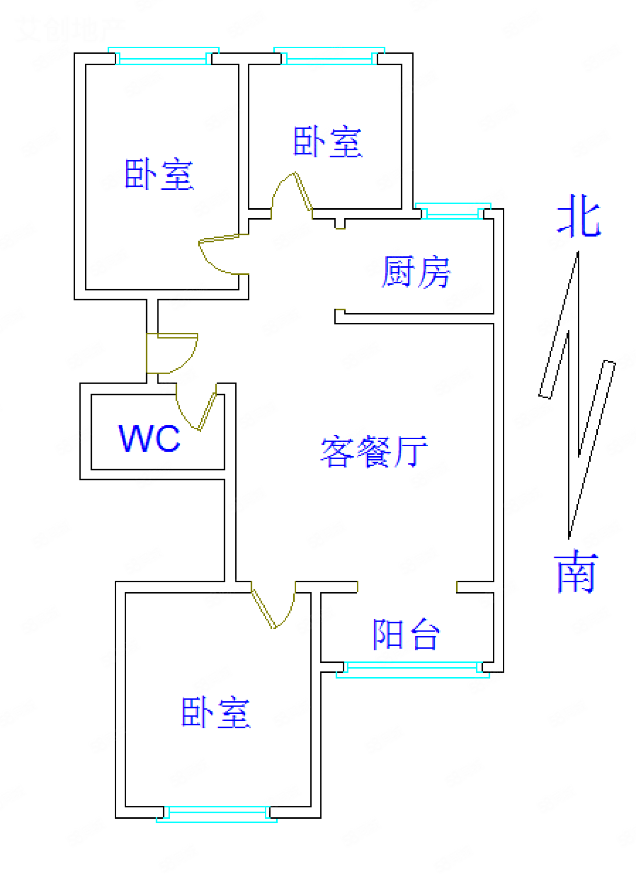 名仕嘉苑(桥西)3室2厅1卫120.41㎡南北88.9万