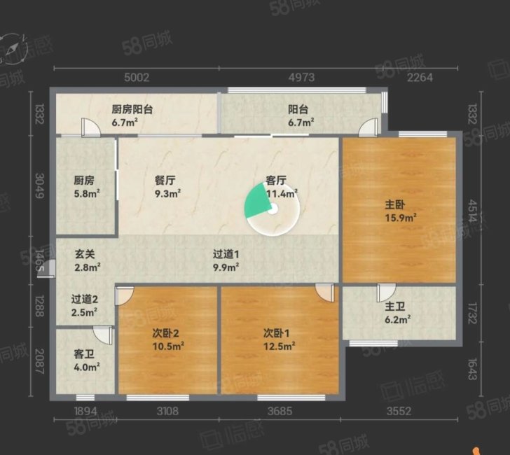 南峰水岸华府3室2厅2卫103.54㎡西南99.8万