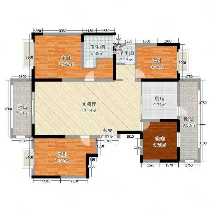 【10图】圣桦套四双卫 精装风管机 温馨看中庭,圣桦名城-资阳58同城