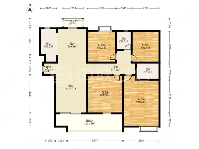 中梁国府梁宸4室2厅南