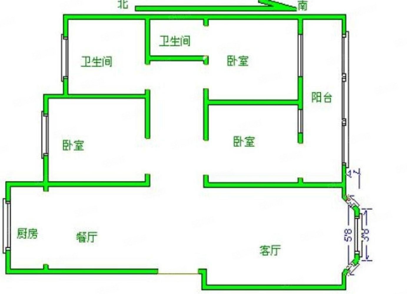 德州人民银行宿舍3室2厅2卫147㎡南北127万