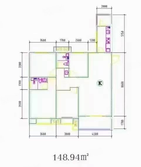 安诚御花苑(A区)4室2厅2卫148.94㎡南北74万