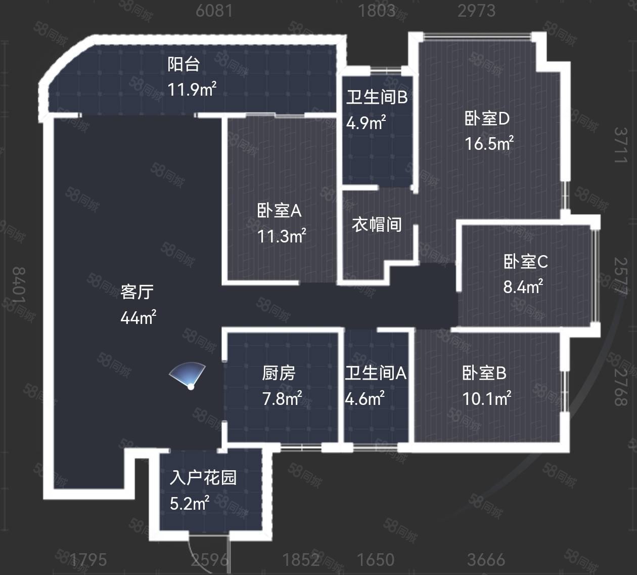 御城金湾4室2厅2卫158.62㎡南北150万