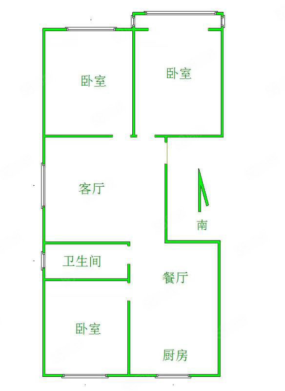 滨河世家3室2厅1卫116㎡南北90万