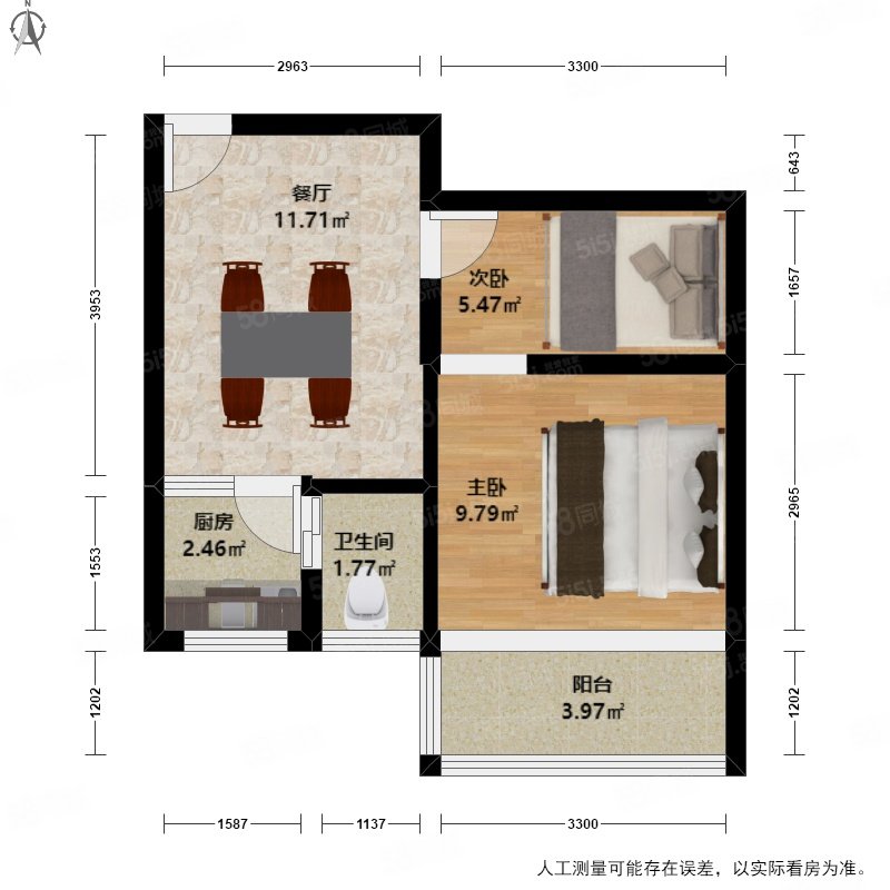 十五家园2室1厅1卫39.1㎡南137万