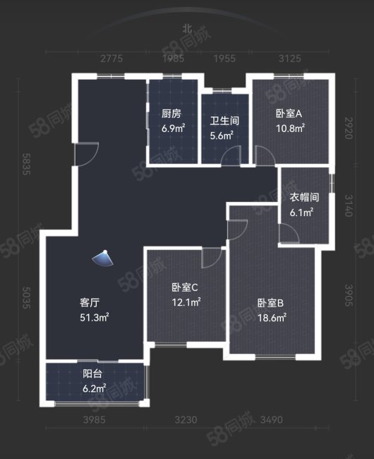 滨河阳光(兰山)3室2厅2卫145㎡南北230万