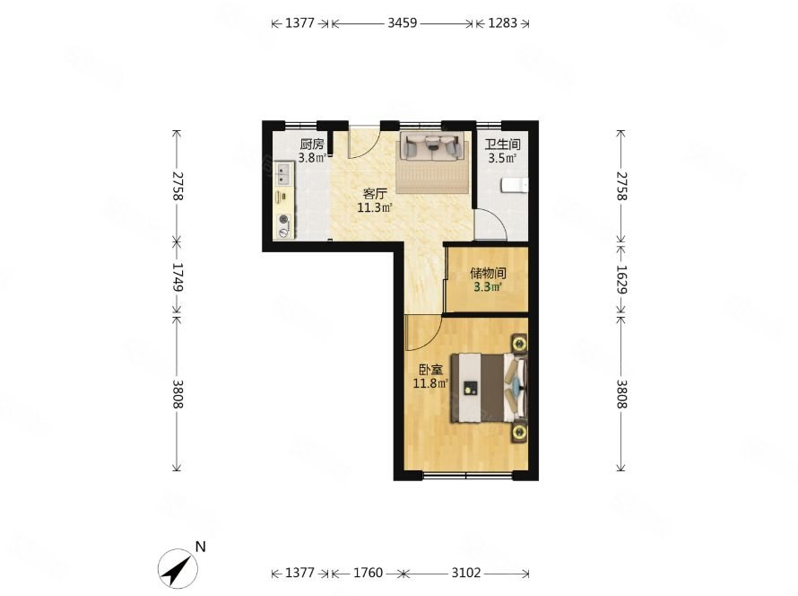 橡胶小区1室1厅1卫51㎡南370万