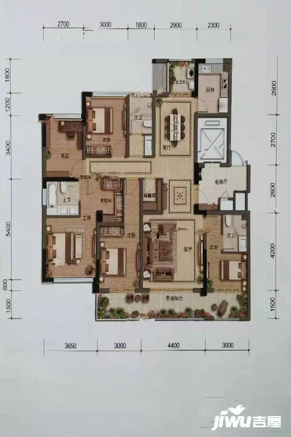 【10图】东兴区万达 锦巷府大平层产权面积170平米五室两厅三卫,兆信