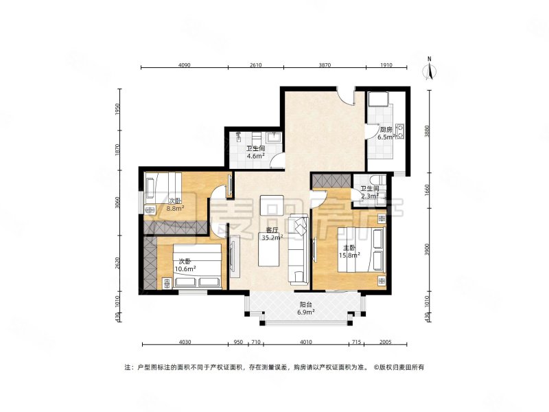 华腾园3室2厅2卫121.33㎡西南990万