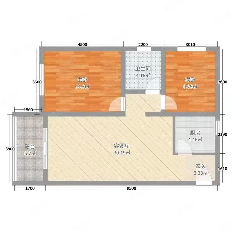 花园南街汽车一厂家属院2室2厅1卫81.58㎡东西58万