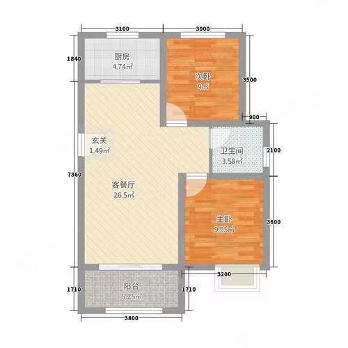 东风厂南区2室2厅1卫83㎡南北36.8万