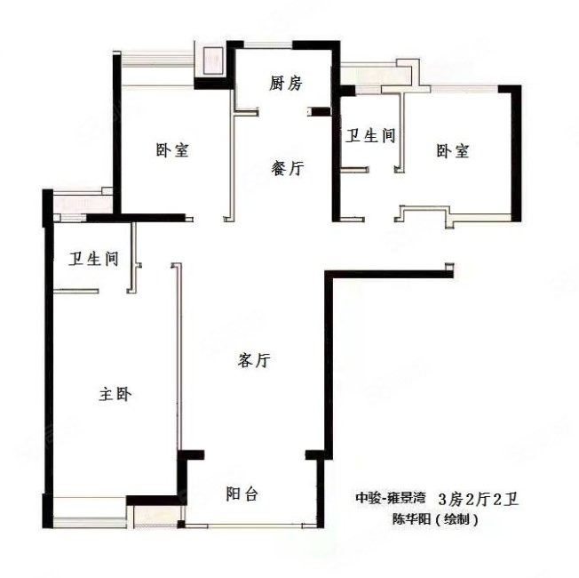 中骏雍景湾,南北通透大三房,全明采光,楼层没得挑,居住舒适