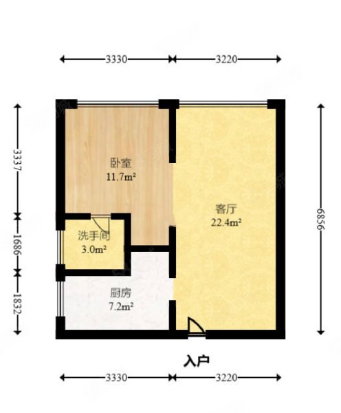 上海城1室1厅1卫54.95㎡南北42万