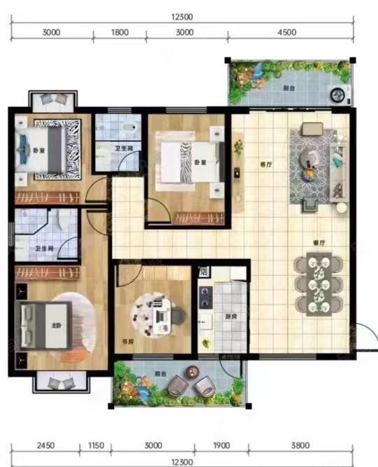 建华山水国际新城二期4室2厅2卫129㎡南北45.5万