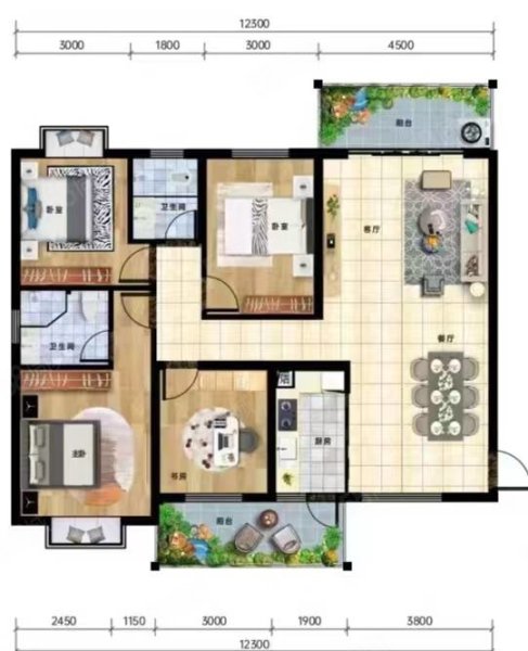 建华山水国际新城二期4室2厅2卫129㎡南北45.5万