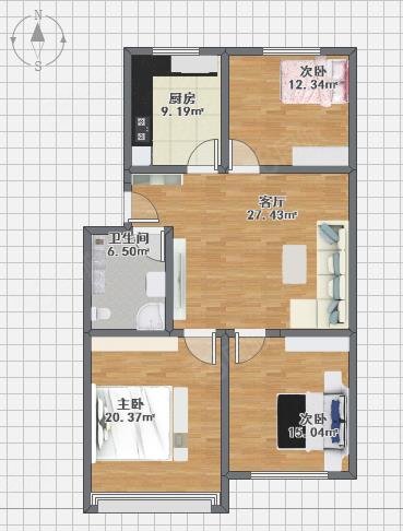 金日家园3室1厅1卫97㎡南北52万