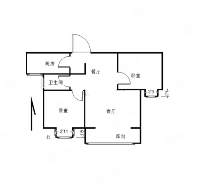 建业十八城2室2厅1卫85㎡南北49万