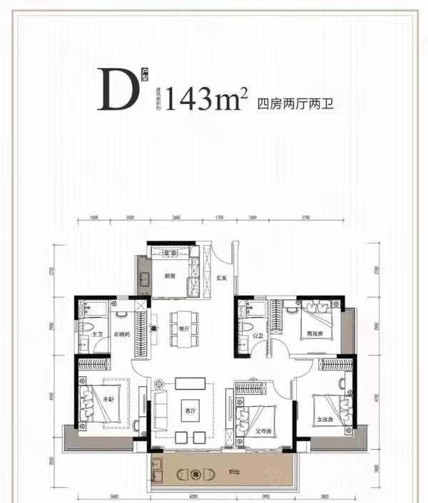 松湖碧桂园天钻(二期)4室2厅2卫140㎡南北350万