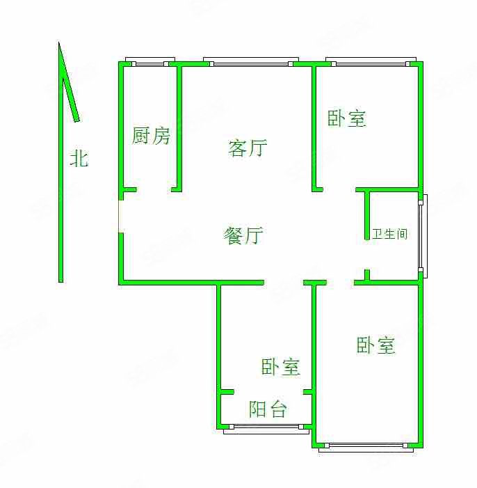 左岸春天南区3室2厅1卫115㎡南北79万