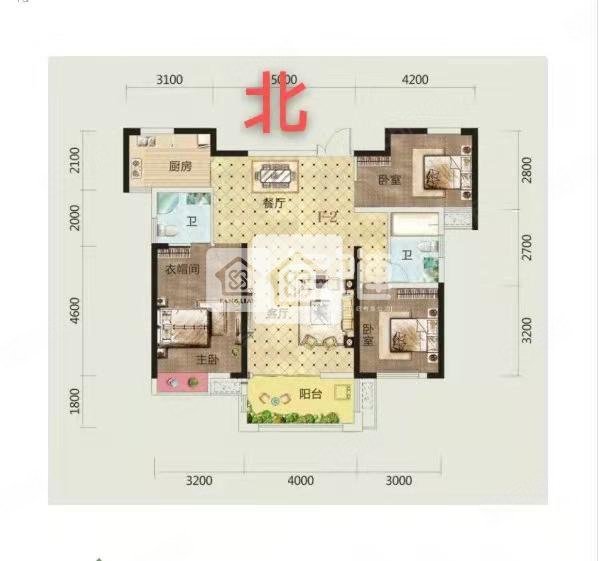 富兴御城3室2厅2卫120㎡南北83万