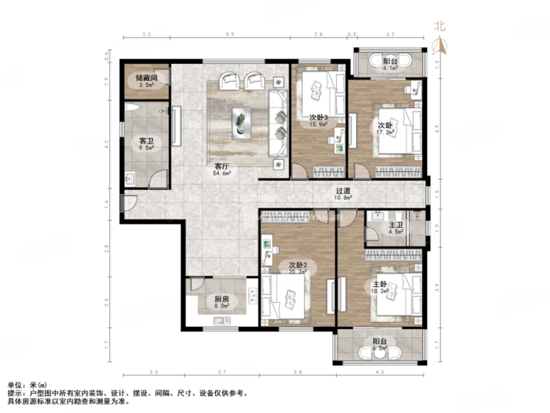 黄金时代4室2厅2卫194.83㎡南北357万