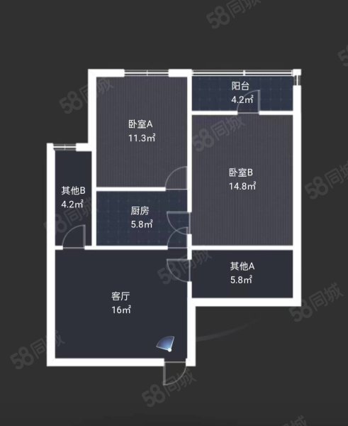 香兰雅居2室2厅1卫96.12㎡南北79万