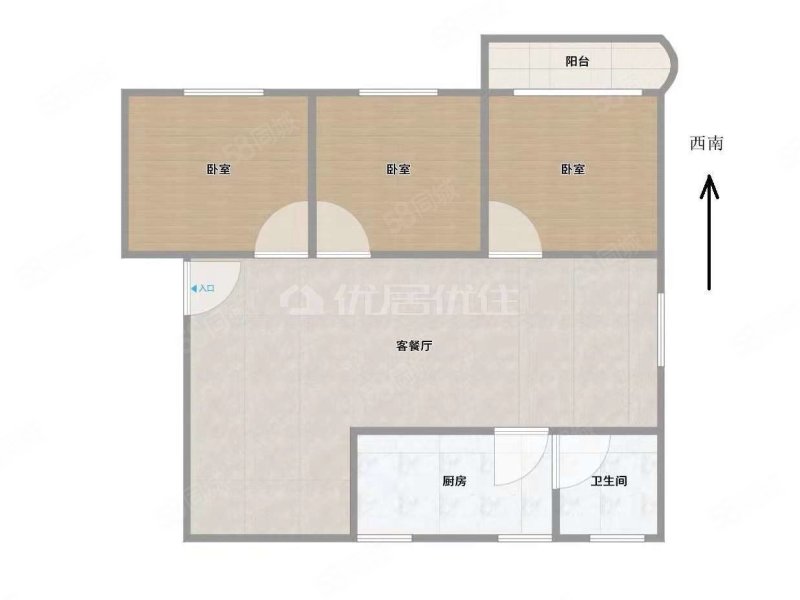 广西林业勘测设计院单位宿舍3室2厅1卫90㎡南北50万