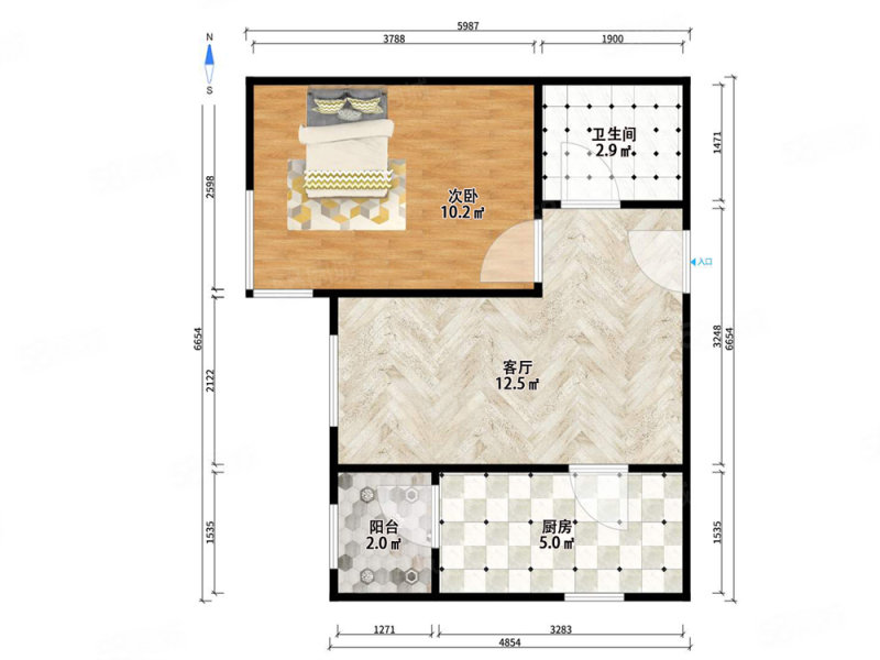 惠众家园1室1厅1卫51㎡西111万