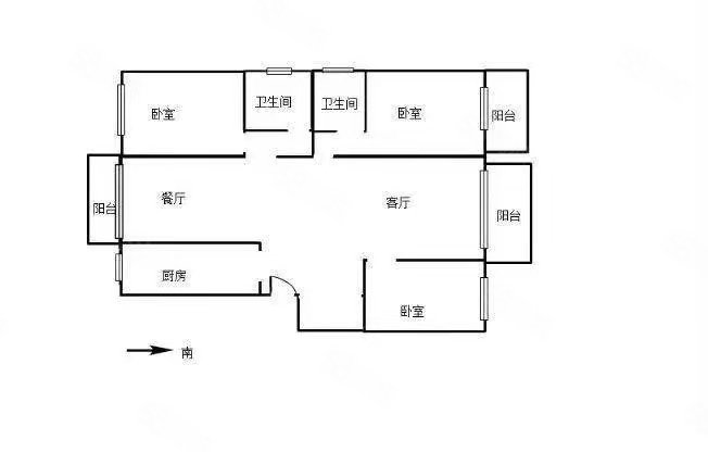 龙熙壹号A区3室2厅2卫102㎡南北96万