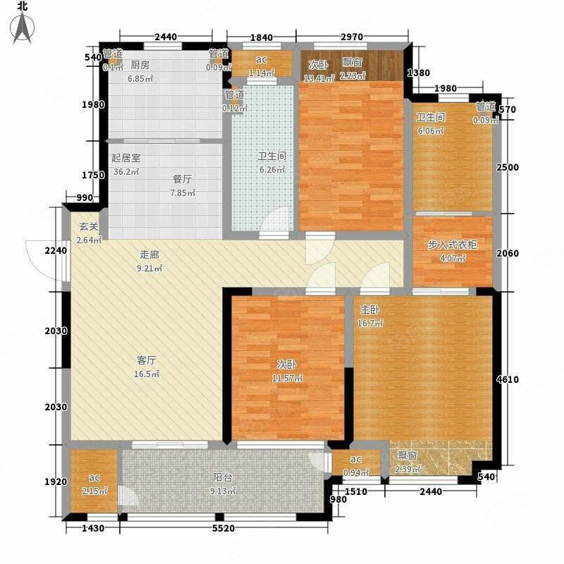 帝景华庭3室2厅1卫146㎡南北63万