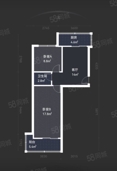 远东二十四街坊2室1厅1卫58.35㎡南北74万