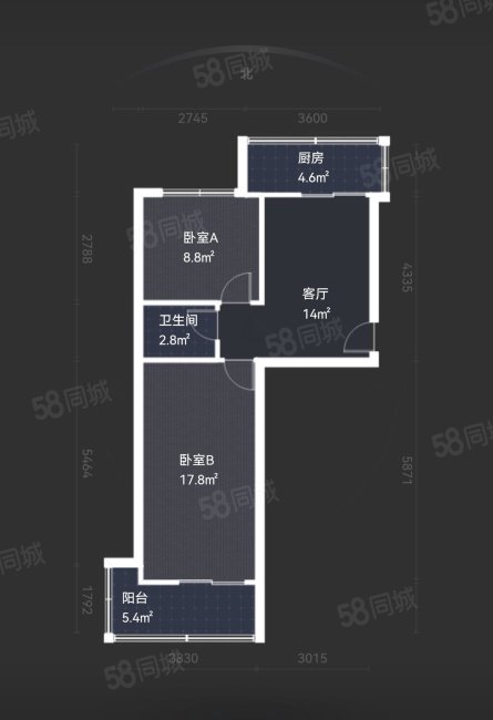 远东二十四街坊2室1厅1卫58.35㎡南北74万