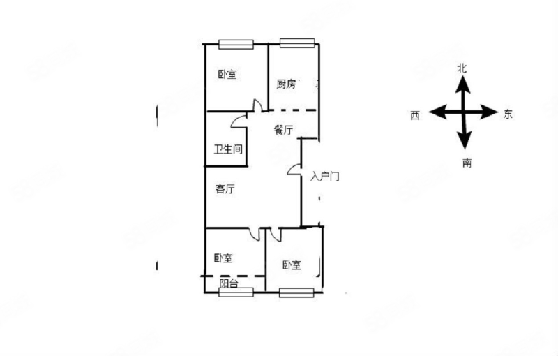 恒信阳光新城3室1厅1卫102㎡南北56.5万