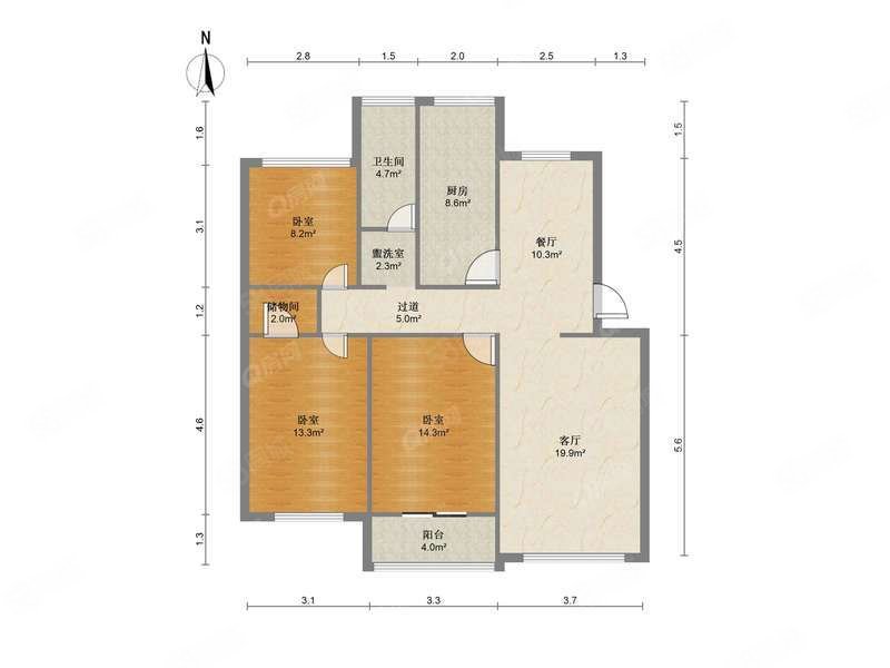 省直家园3室2厅1卫120.97㎡南北195万