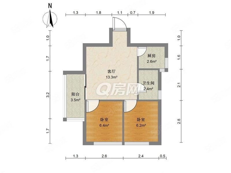 金城大厦(罗湖)2室1厅1卫45㎡南北178万