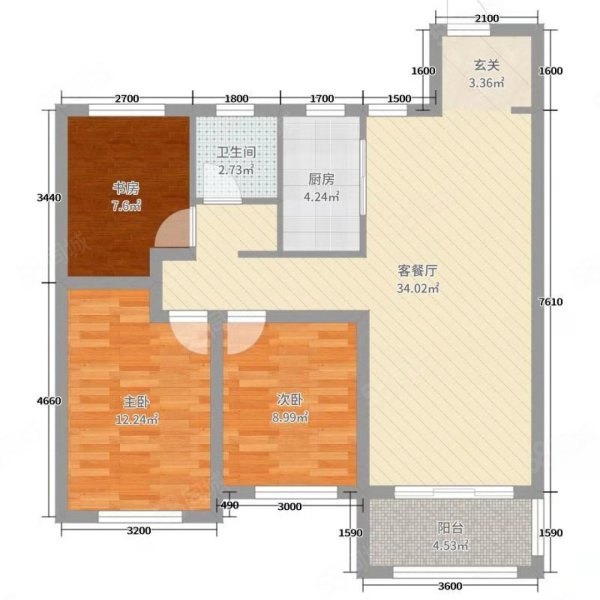 大通朔山公馆3室2厅2卫140.8㎡南北98万