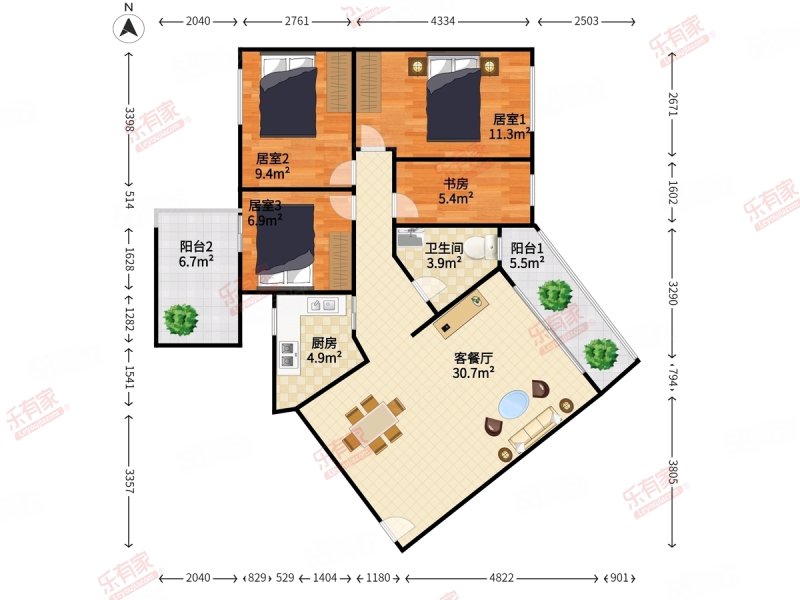 鹏丽大厦4室2厅1卫98㎡西610万