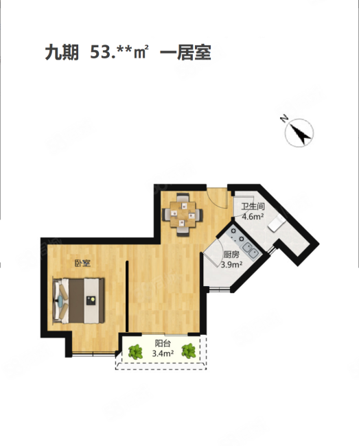 光谷坐标城1室1厅1卫53.41㎡西南128万