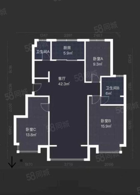 天悦风华3室2厅2卫125㎡南北245万